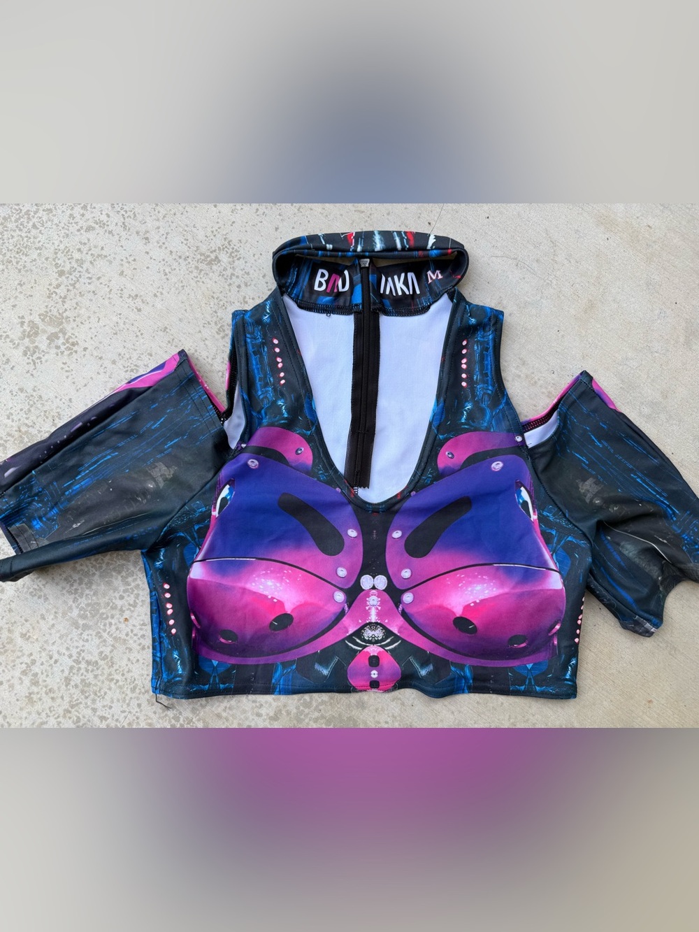 Badinka Cyberware Android Magenta Costume Crop Top & Pants Set Size Medium - Picture 4 of 5